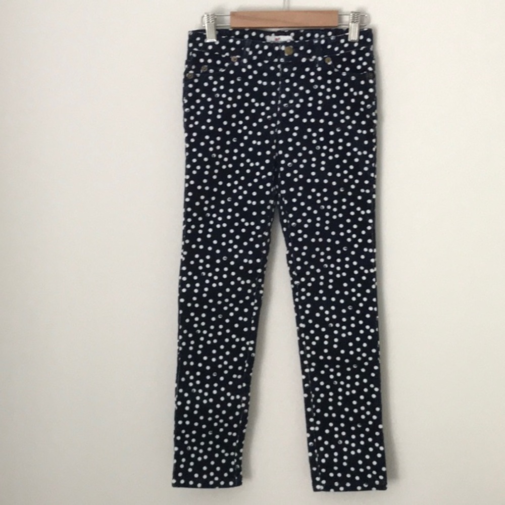Vineyard Vines navy and white polka dot corduroy pants girls sz 8.  Like new.